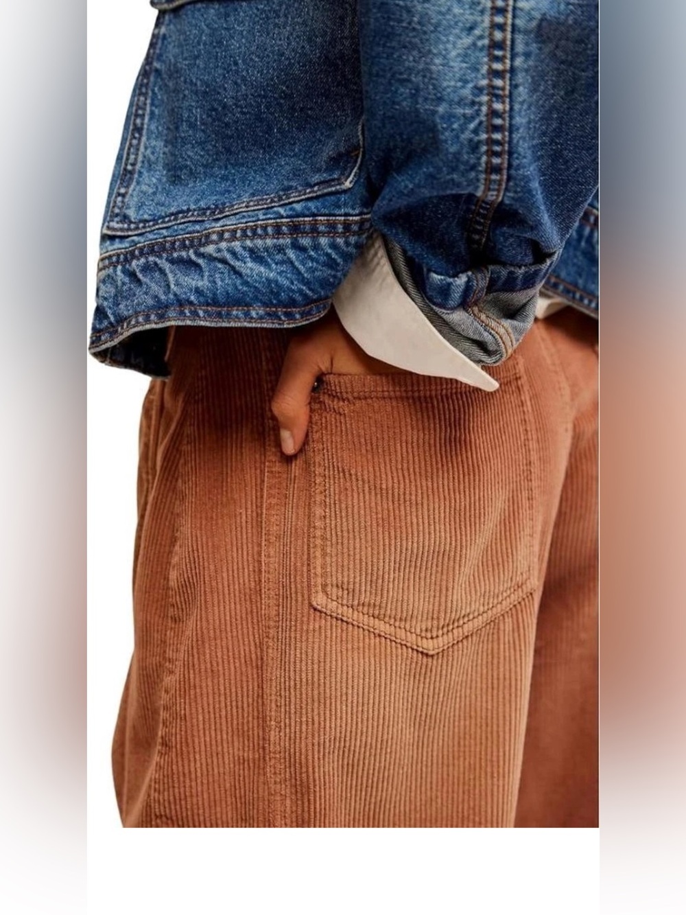 Free People Good Luck Barrel Leg Corduroy Pants Emperor Size 24